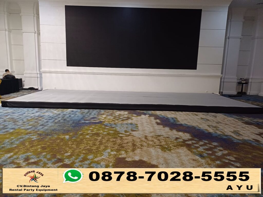 Jasa Sewa Panggung Poni Hitam Dan Cover Karpet Abu-abu Jakarta