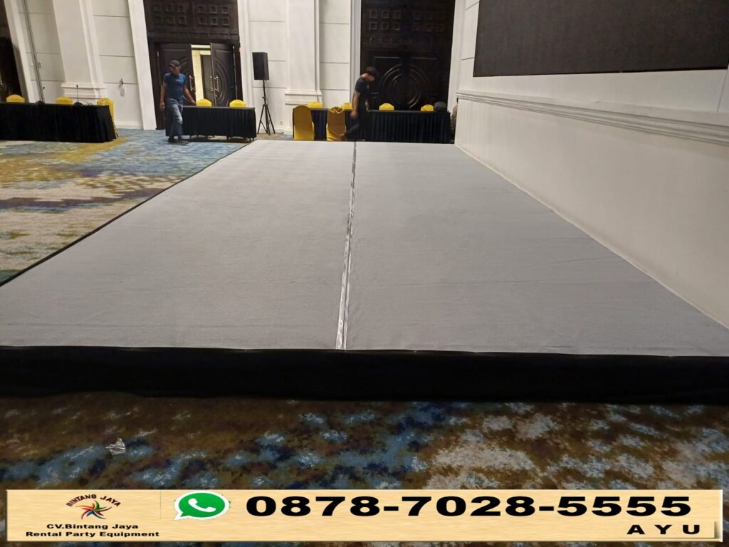Jasa Sewa Panggung Poni Hitam Dan Cover Karpet Abu-abu Jakarta
