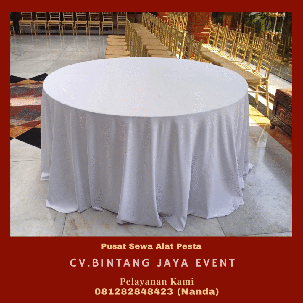 Rental Meja Bundar Diameter 160cm Premium Area Tangerang
