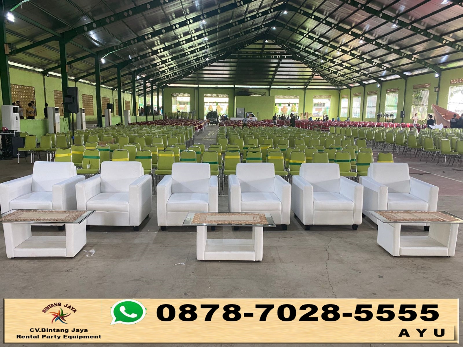 Rental Sofa Putih Single Minimalis Kotak Jakarta