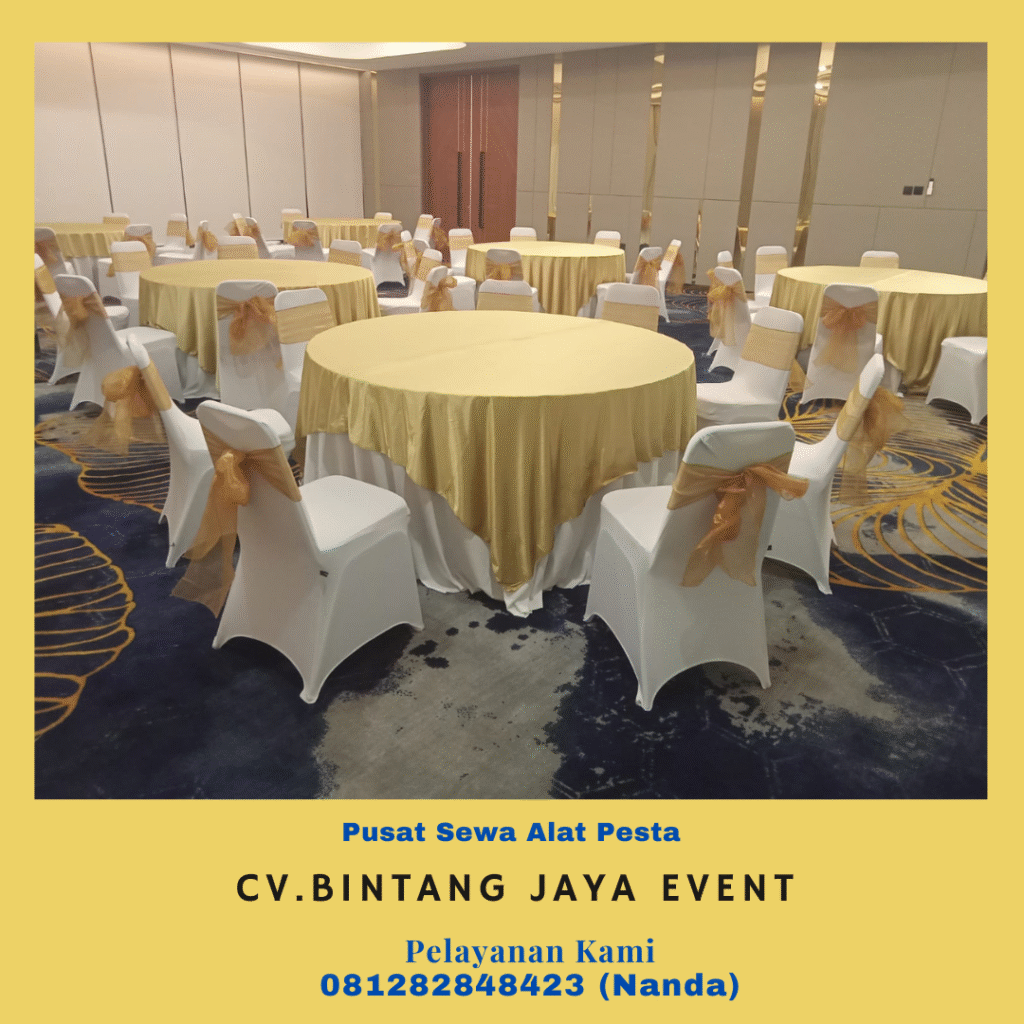 Sewa Cover Kursi, Kursi Futura,Meja Pita Gold di Jakarta
