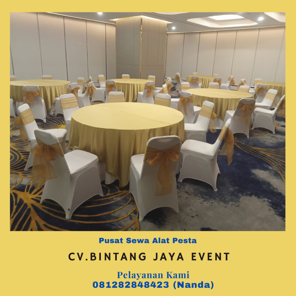 Sewa Cover Kursi, Kursi Futura,Meja Pita Gold di Jakarta