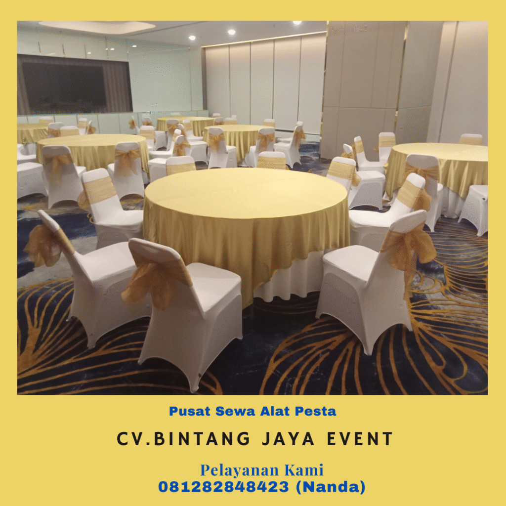 Sewa Cover Kursi, Kursi Futura,Meja Pita Gold di Jakarta
