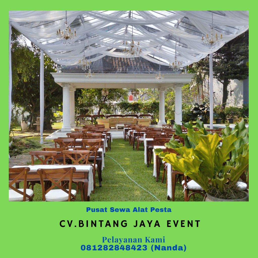 Sewa Tenda Roder Transparan Set Kursi Crossback Area Tangsel