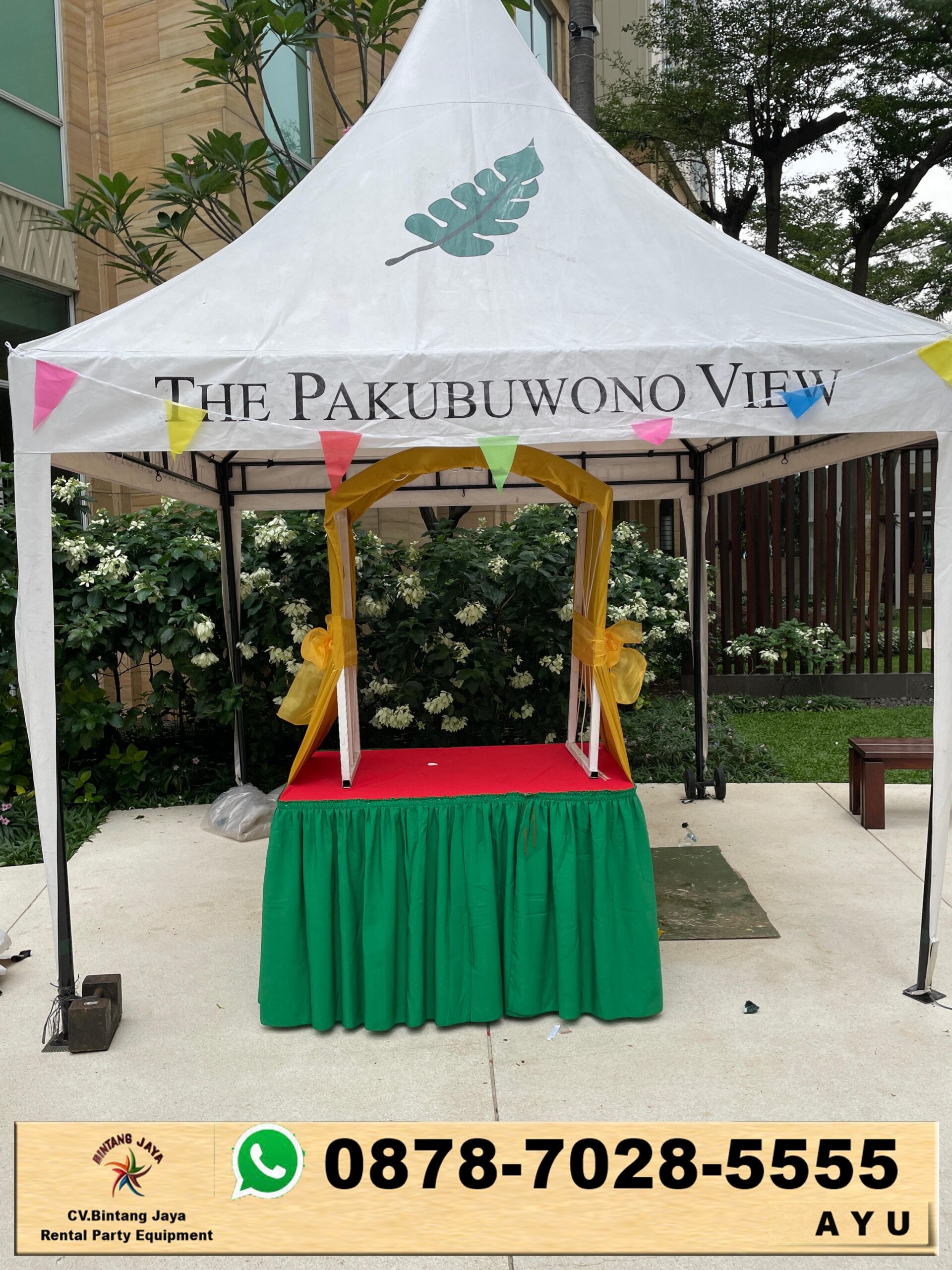 Sewa Tenda Sarnafil Kerucut Putih Event Bridgestoon Karawang