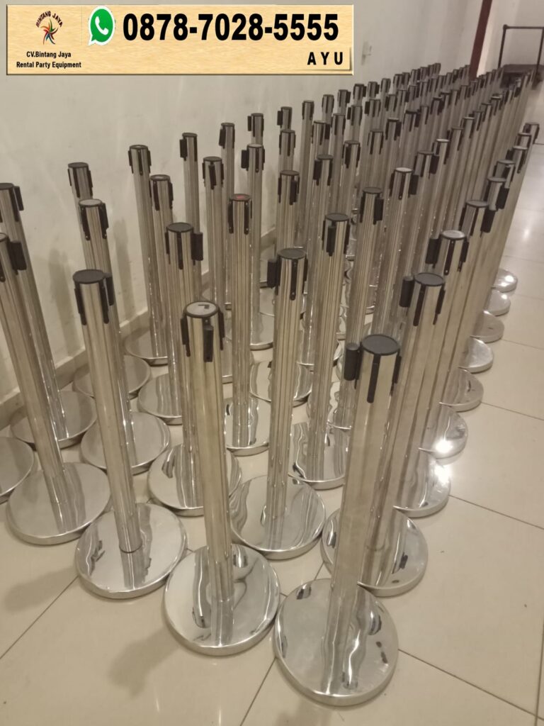 Sewa Tiang Antrian Stainless Sabuk Tarik di BSD Tangerang
