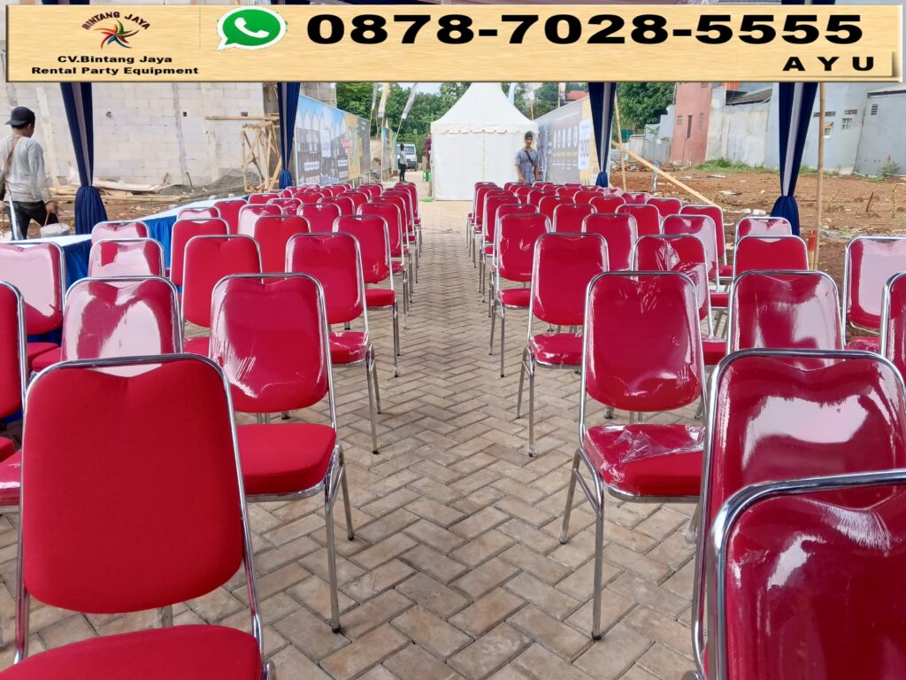 Rental Kursi Futura Polos Merah Dan Tenda Plafon Cibubur