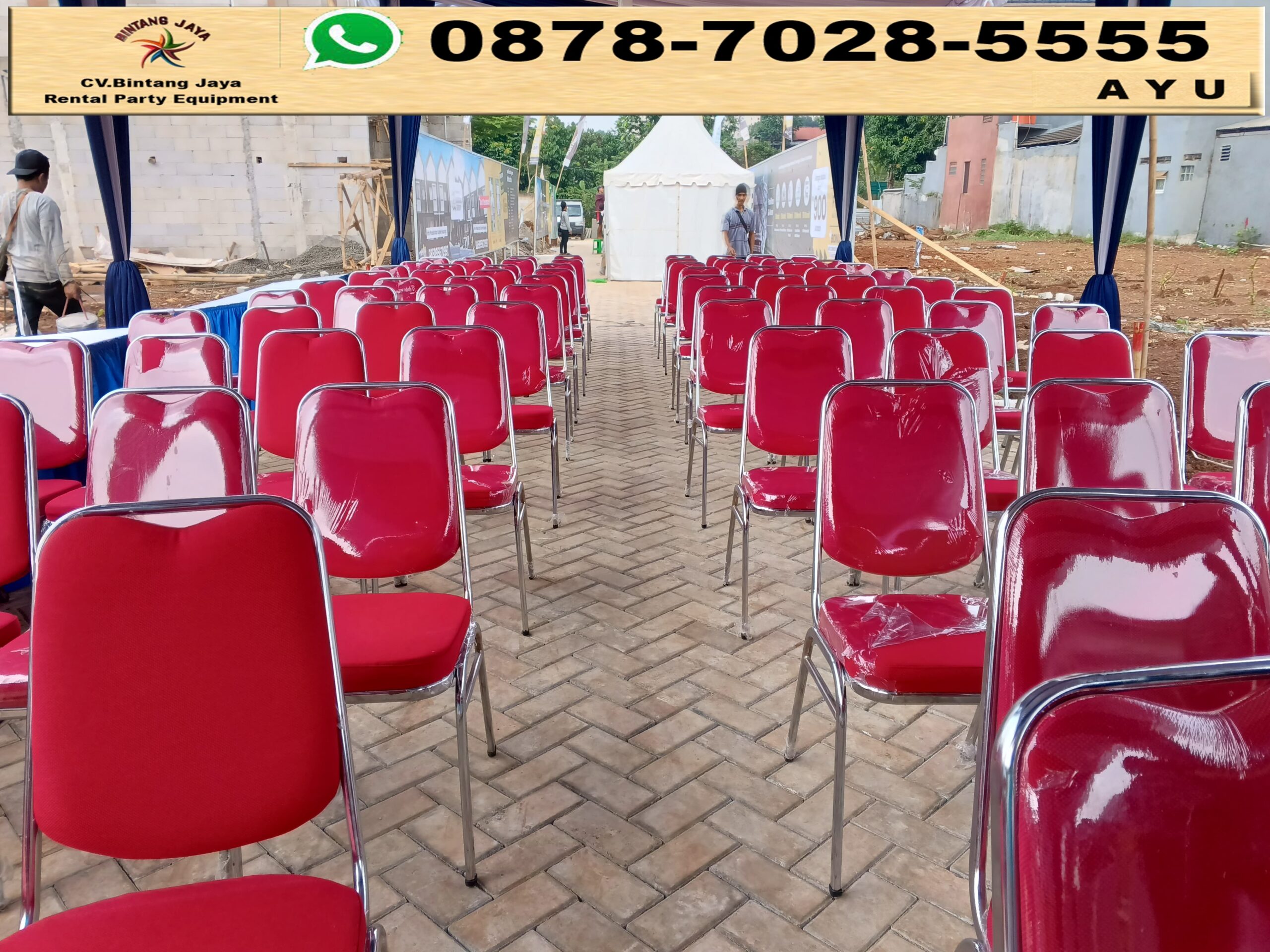 Rental Kursi Futura Polos Merah Dan Tenda Plafon Cibubur