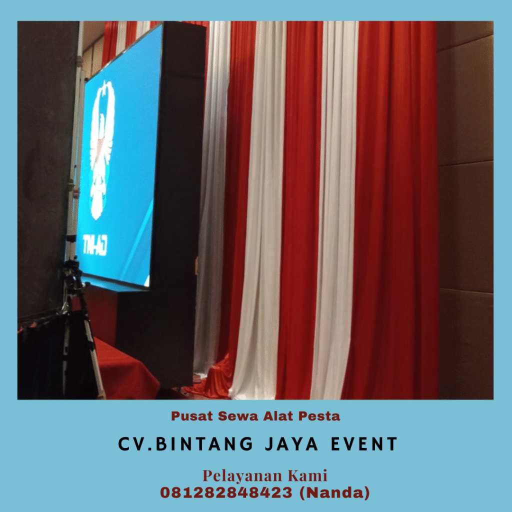 Rental Tirai Merah Putih Bahan filamin Jakarta