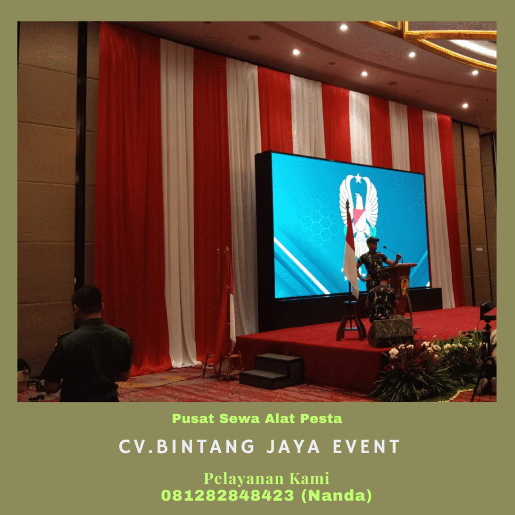 Rental Tirai Merah Putih Bahan filamin Jakarta