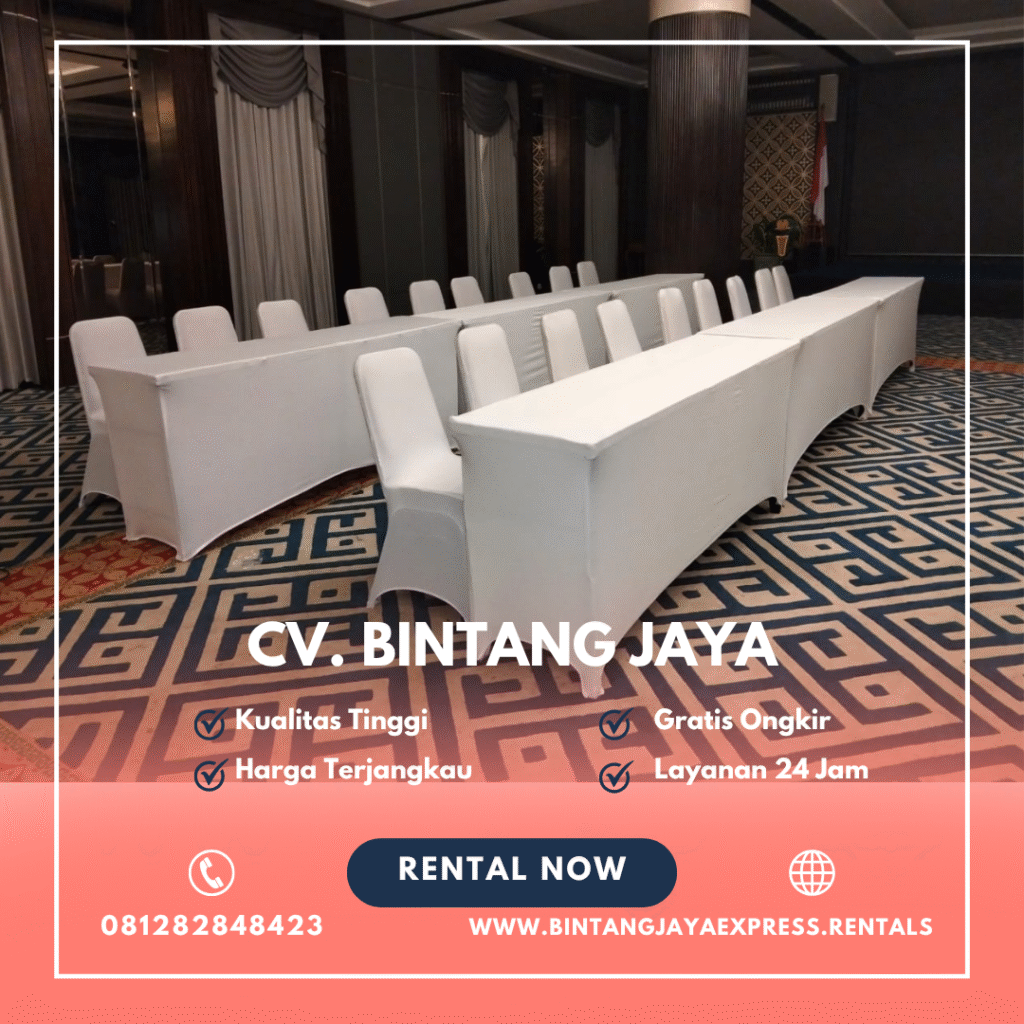 Sewa Kursi Meja Ibm Cover Putih Ketat Jakarta