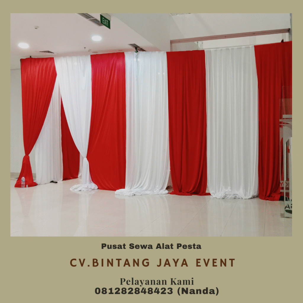 Rental Tirai Merah Putih Bahan filamin Jakarta