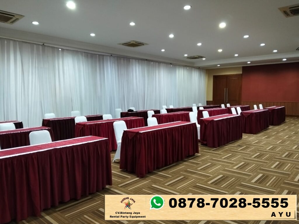 Jasa Sewa Meja Ibm Dan Tirai Filamin Putih Bogor