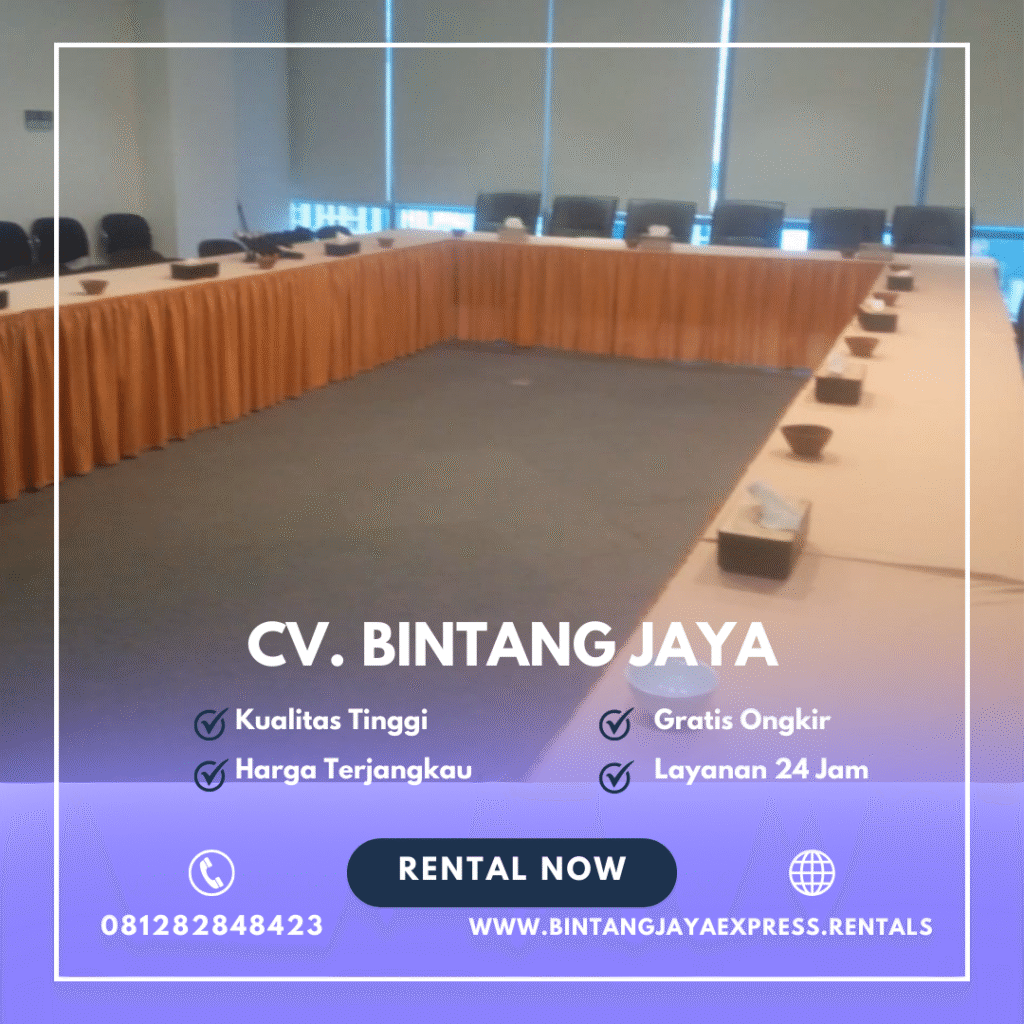 Rental Meja Kotak 120x60cm Cover Gold Casablanca Jakarta