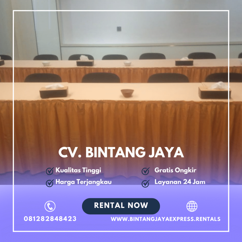 Rental Meja Kotak 120x60cm Cover Gold Casablanca Jakarta