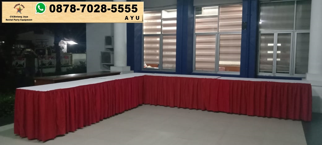Sewa meja kotak cover merah putih Tangerang 0878-7028-5555