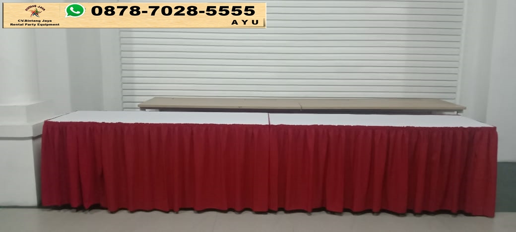 Sewa Meja Kotak Cover Merah Putih Tangerang