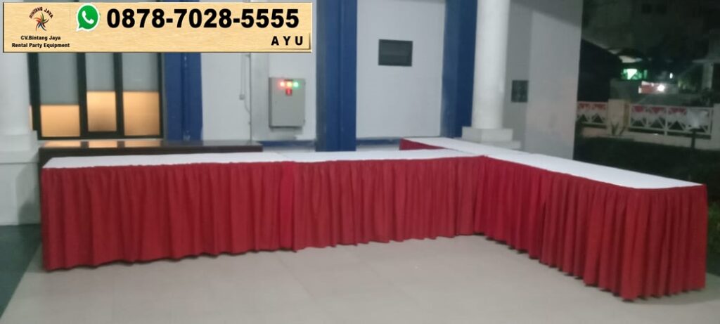Sewa Meja Kotak Cover Merah Putih Tangerang