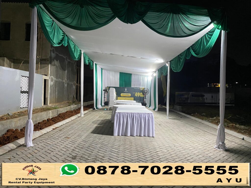 Sewa Tenda Event Dekorasi Kain Putih Hijau Area Tangerang