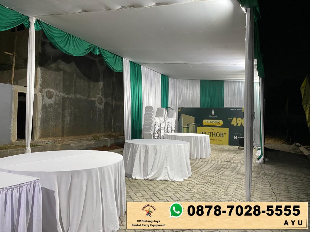 Sewa Tenda Event Dekorasi Kain Putih Hijau Area Tangerang