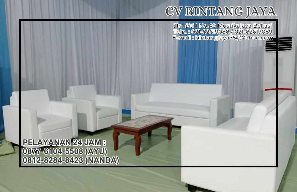 SEWA SOFA TRIPLE DAN SINGLE SET MEJA KAYU VIP JAKARTA
