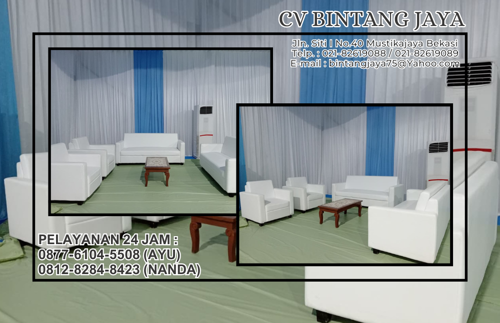 SEWA SOFA TRIPLE DAN SINGLE SET MEJA KAYU VIP JAKARTA