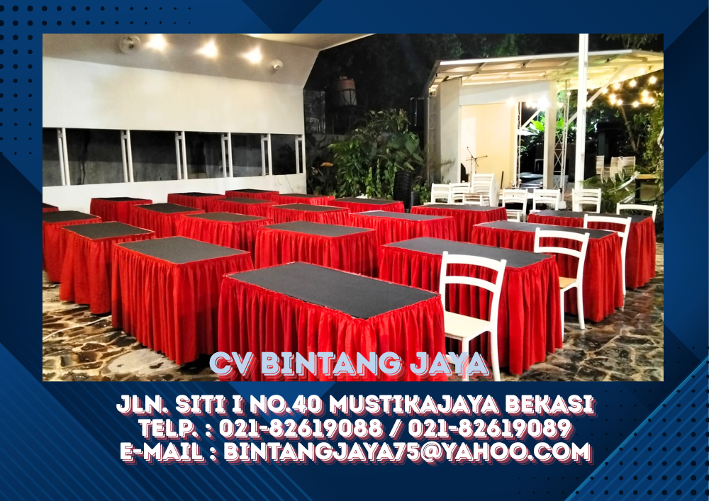 Pusat Sewa Cover Meja Kotak Hitam Merah Jakarta