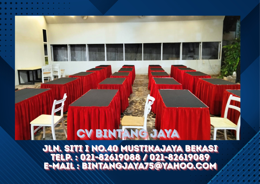 Pusat Sewa Cover Meja Kotak Hitam Merah Jakarta