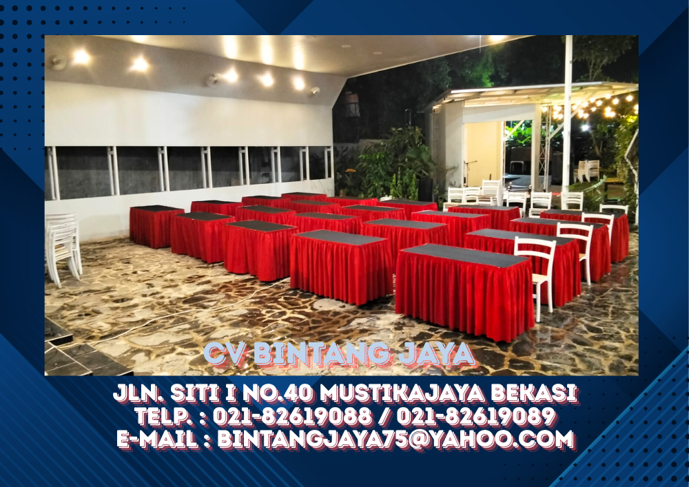 Pusat Sewa Cover Meja Kotak Hitam Merah Jakarta