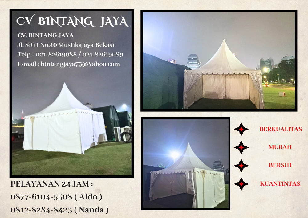 Rental tenda sarnafil kerucut putih jakarta pusat