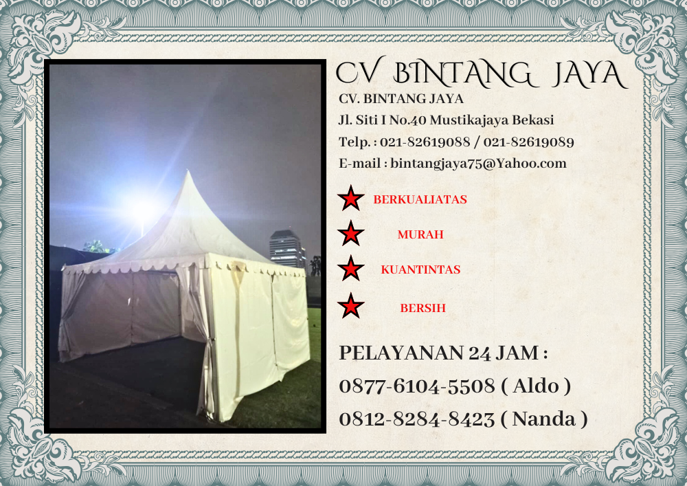 Rental tenda sarnafil kerucut putih jakarta pusat