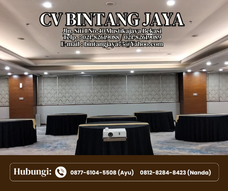 SEWA MEJA BUNDAR BESAR COVER HITAM JAKARTA