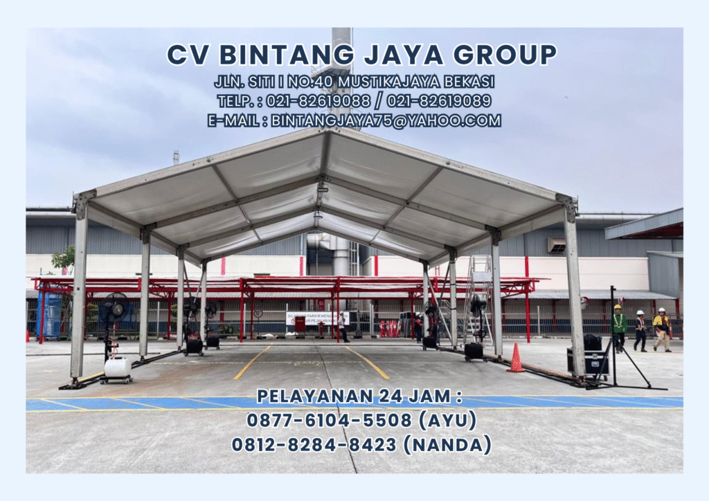 RENTAL TENDA RODER DENGAN TIRAI DAN MEJA IBM SERTA MISTY COOL KARAWANG