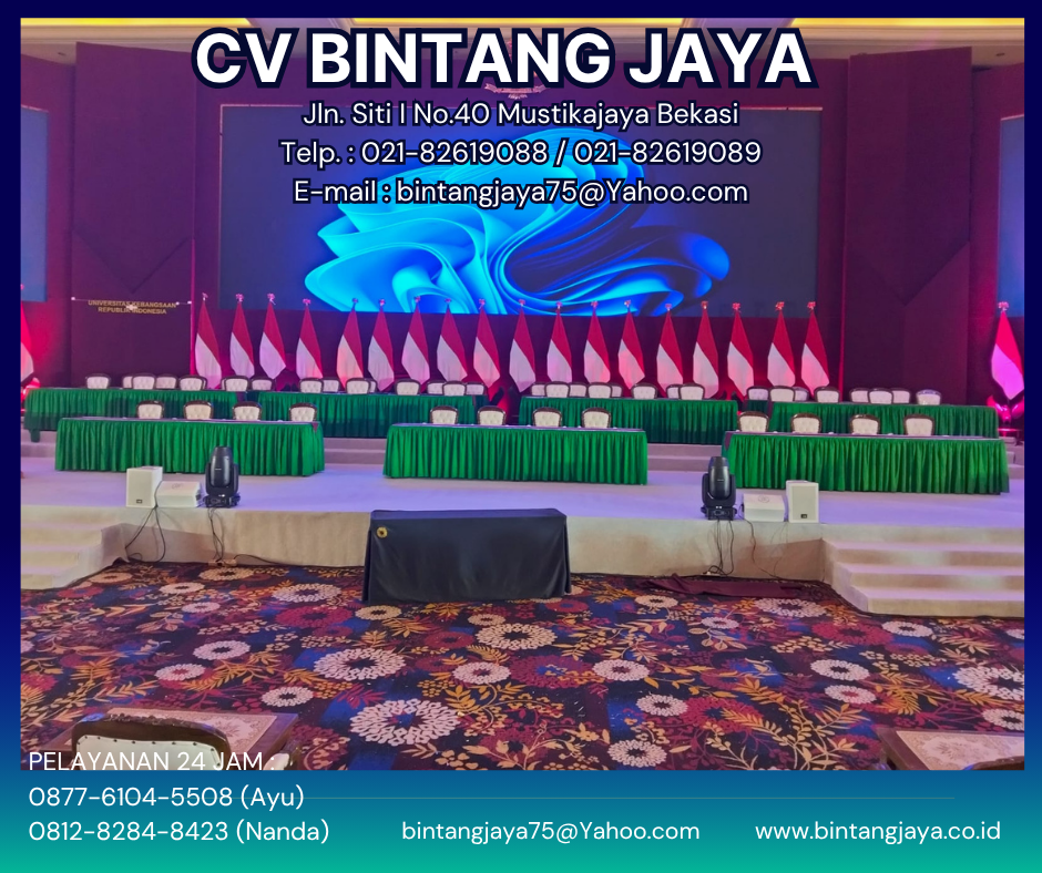 SEWA MEJA TAPLAK HIJAU DENGAN ARM CHAIRS TIANG BENDERA BANDUNG