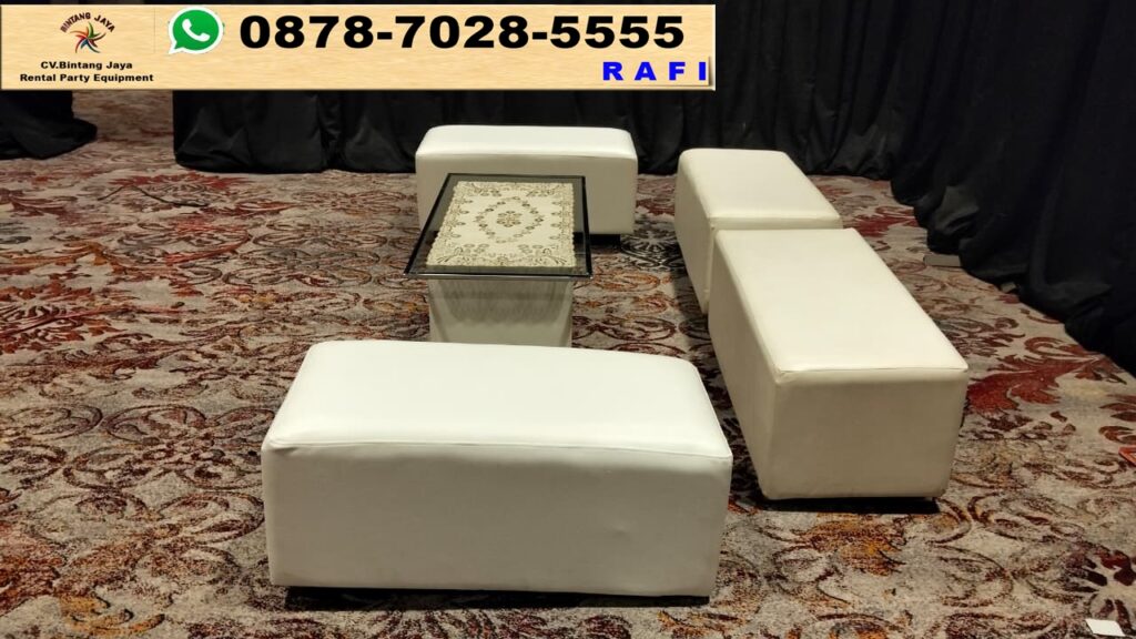 Sewa Kursi Puff Kotak Putih Kaki Stainless Jakarta