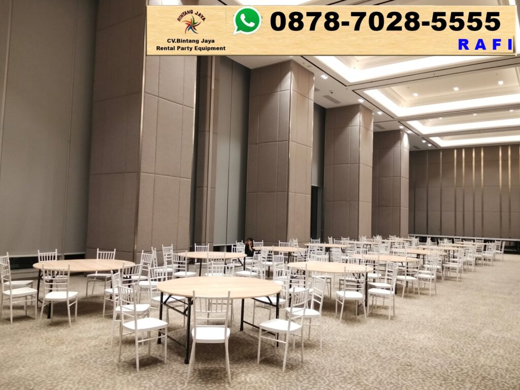 Sewa Meja Bundar Dan Kursi Tiffany VIP Putih Event PIK Ballroom