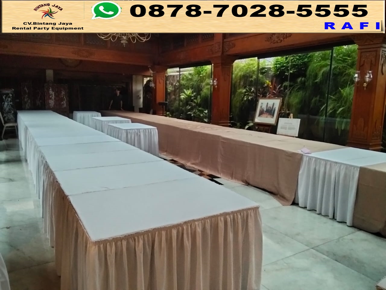 Jasa Sewa Meja Kotak Cover Moka Area Jakarta