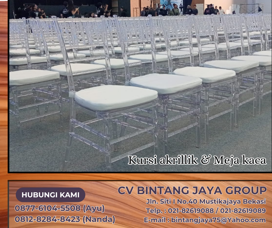 RENTAL MEJA KACA VIP KOTAK DAN KURSI TIFFANY ACRYLIK JAKARTA