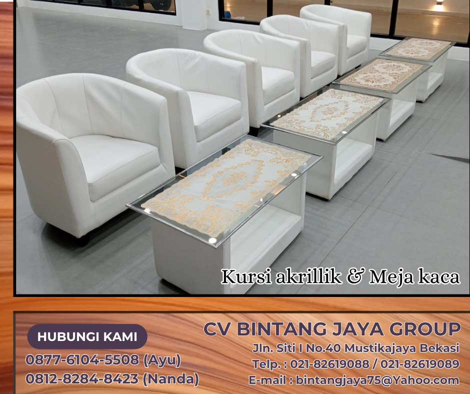 RENTAL MEJA KACA VIP KOTAK DAN KURSI TIFFANY ACRYLIK JAKARTA