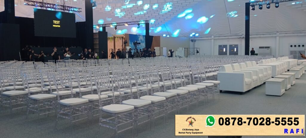 Rental Meja Kaca VIP Kotak Dan Kursi Tiffany Acrylic Jakarta