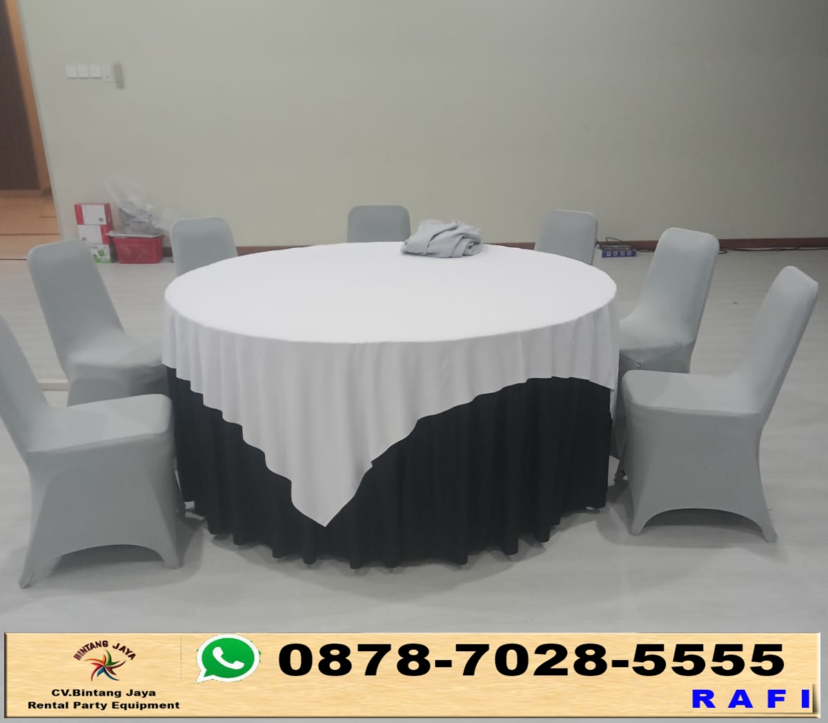 Sewa Round Table Topping Putih Event RS Mitra Keluarga Bekasi