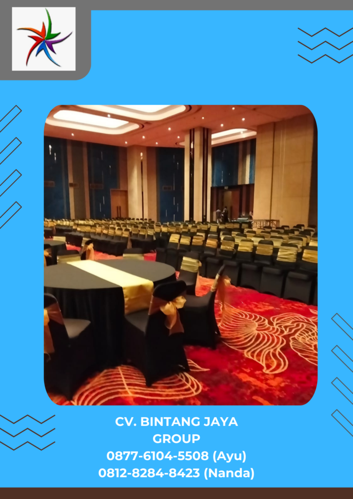 Menyewakan Meja Bulat Tebar Hitam Runner Gold Bekasi