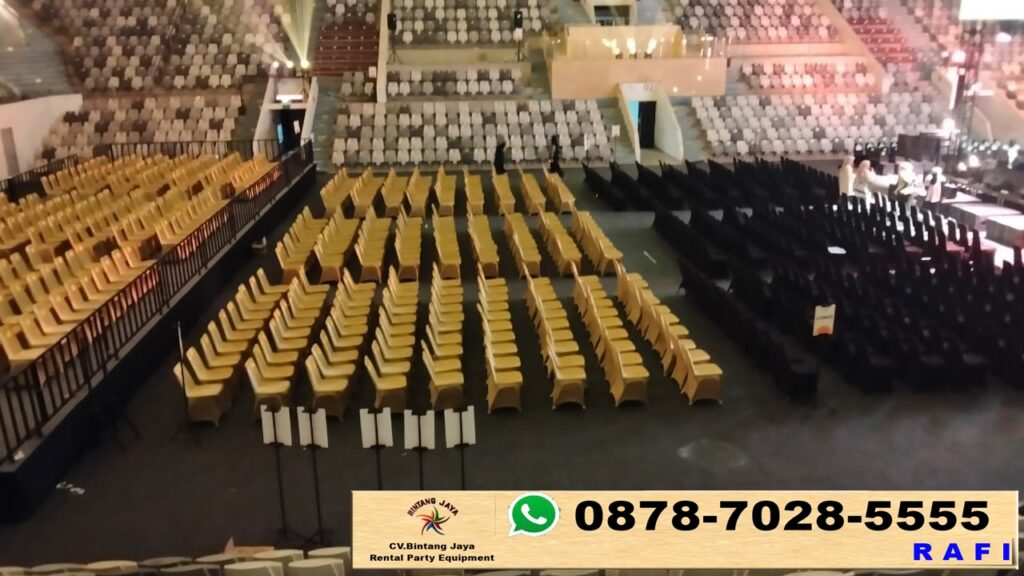 Rental Kursi Cover Sarung Kursi Ketat Gold Event Istora GBK
