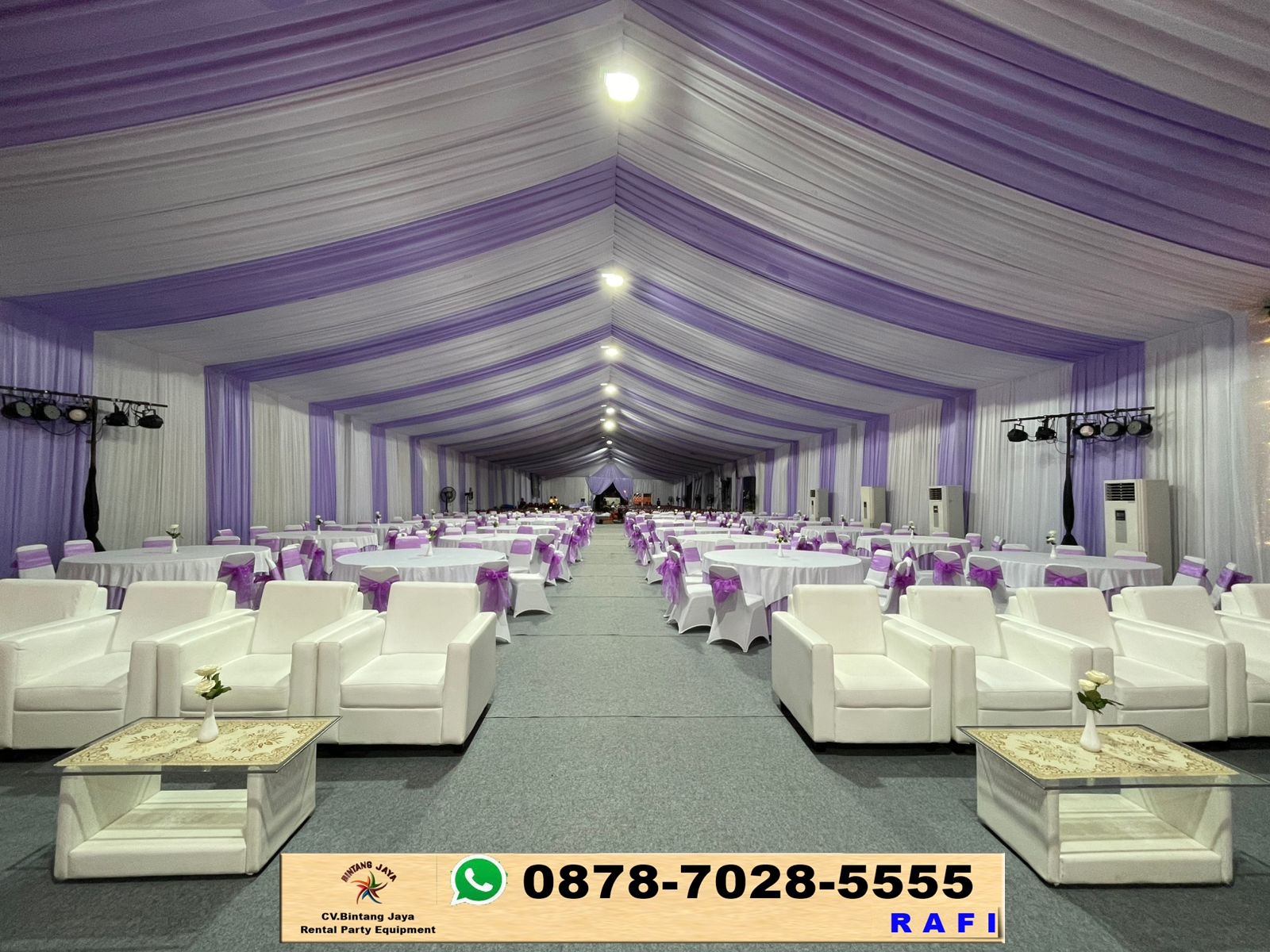 Rental Sofa Kotak Plus Meja VIP Kaca Dan Tenda Serut Area Bekasi