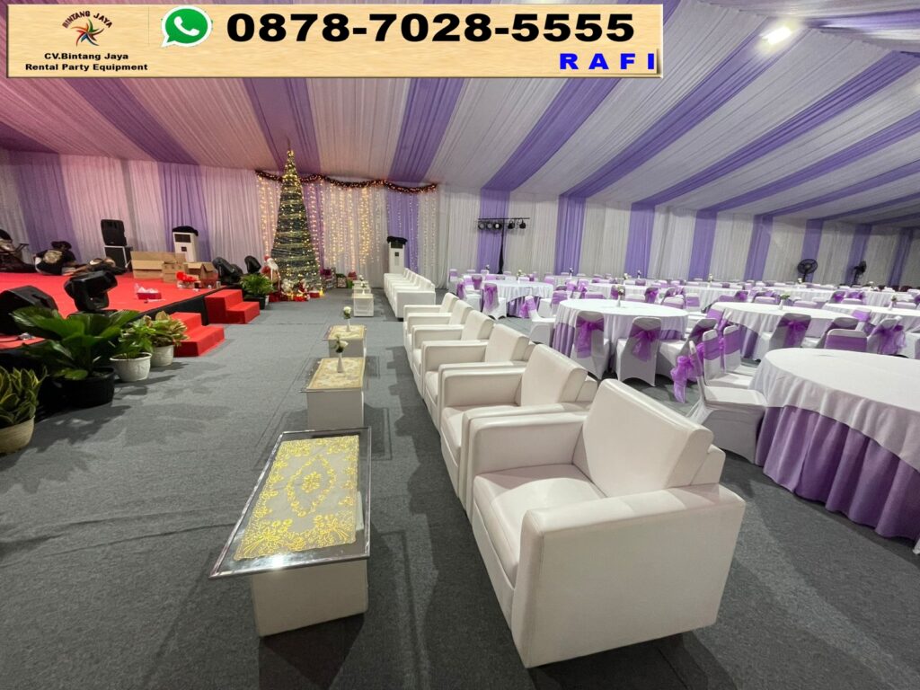 Rental Sofa Kotak Plus Meja VIP Kaca Dan Tenda Serut Area Bekasi