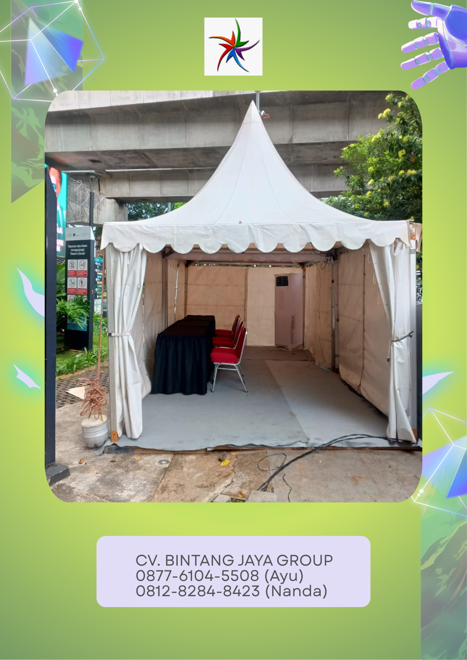 Rental Tenda Sarnafil Plus looring,Karpet Area Jakarta Selatan