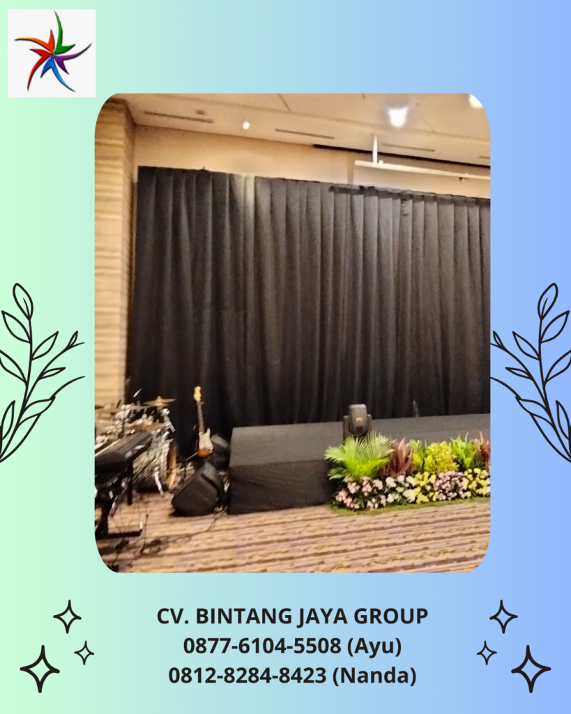 Rental Tirai Hitam Kursi Meja Bulat Barstool Pulomas Jakarta