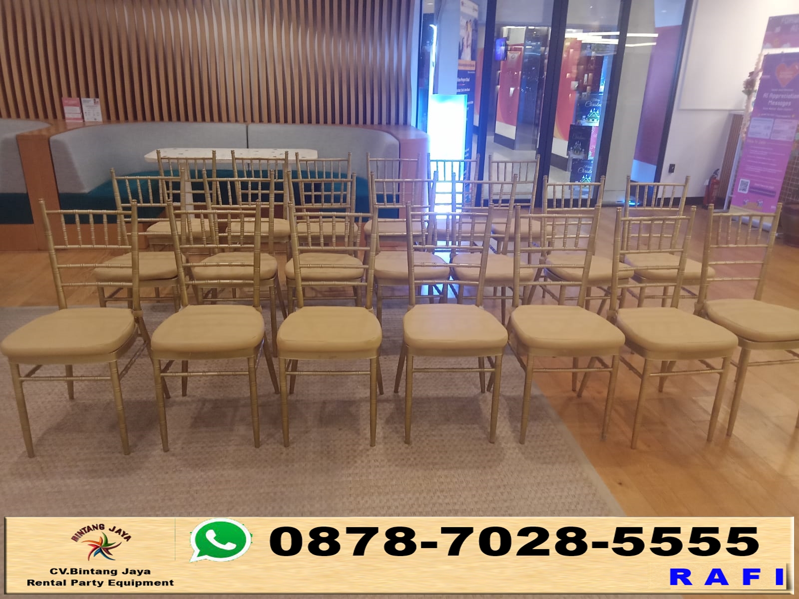 Tempat Sewa Kursi Kayu Model Tiffany Warna Emas Di Karawang