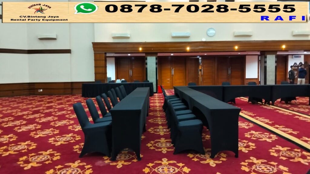 Layanan Sewa Meja IBM Set Futura Hitam Event Gedung Antam