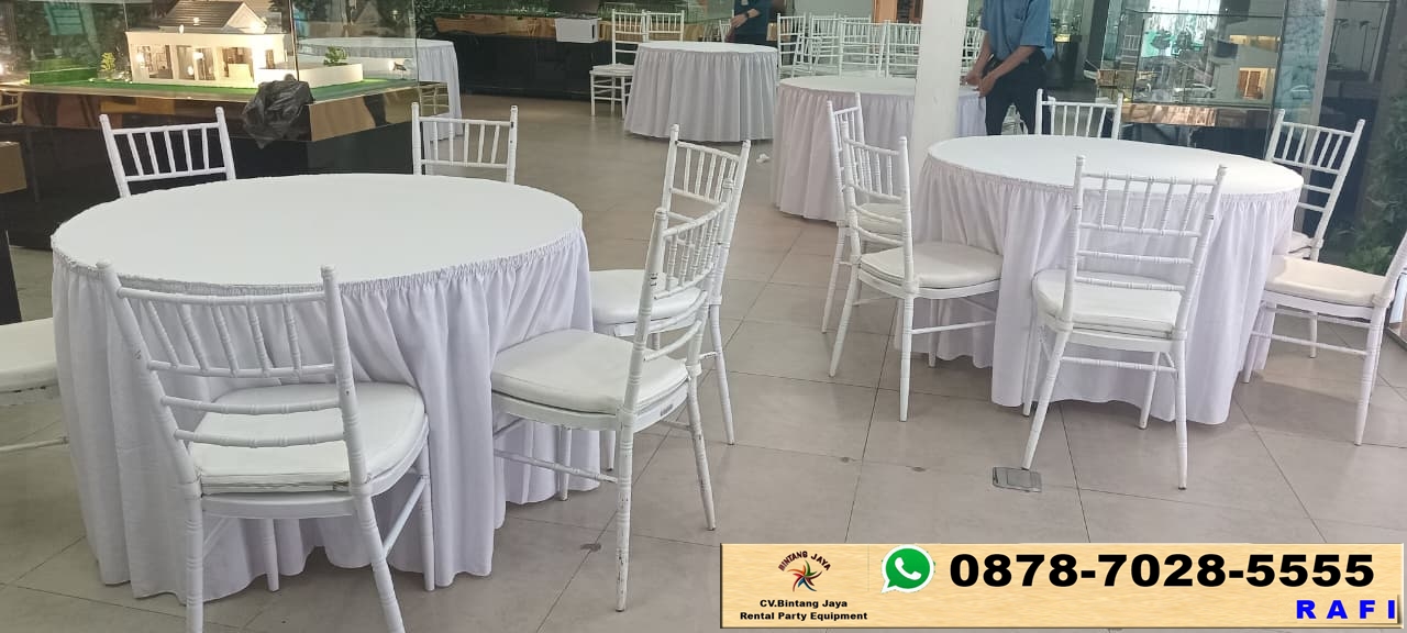 Sewa Round Table Taplak Tebar Putih Area Kampung Melayu Jakarta